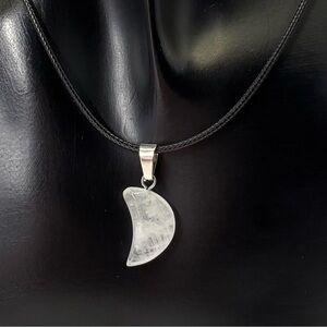 White Quartz Moon Healing Cord Necklace